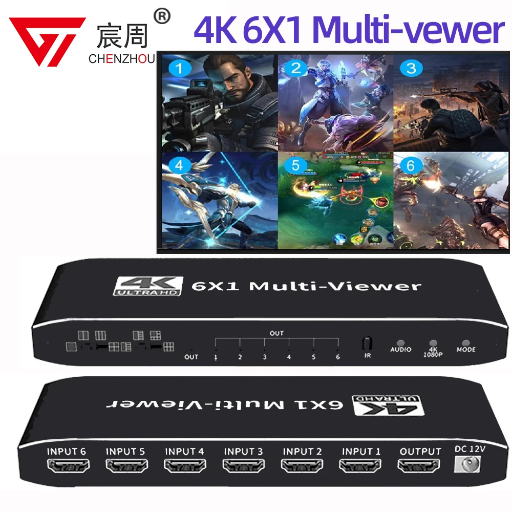 

4K 6x1 HDMI Multiviewer 2 3 4 5 6 Screen Divider Dual Image Quad Multi-viewer Seamless Switcher In Out Rotate Camera Monitor