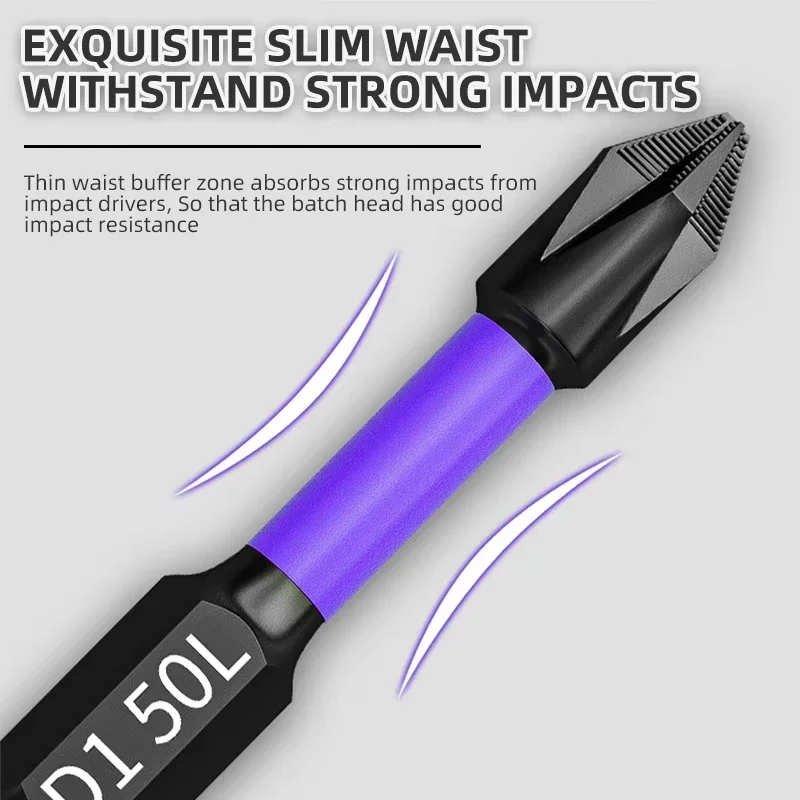 6PC Upgraded High Hardness And Strong Magnetic Bit 25/65/70/90/150mm Non-slip Cross High Hardness Electric Hand Drill Screw Set view 2