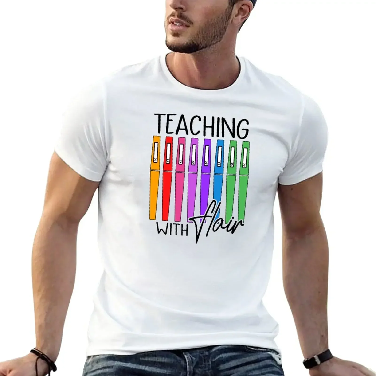 Teaching with Flair (Black Version) T-Shirt boys whites funnys aesthetic clothes Short sleeve tee men