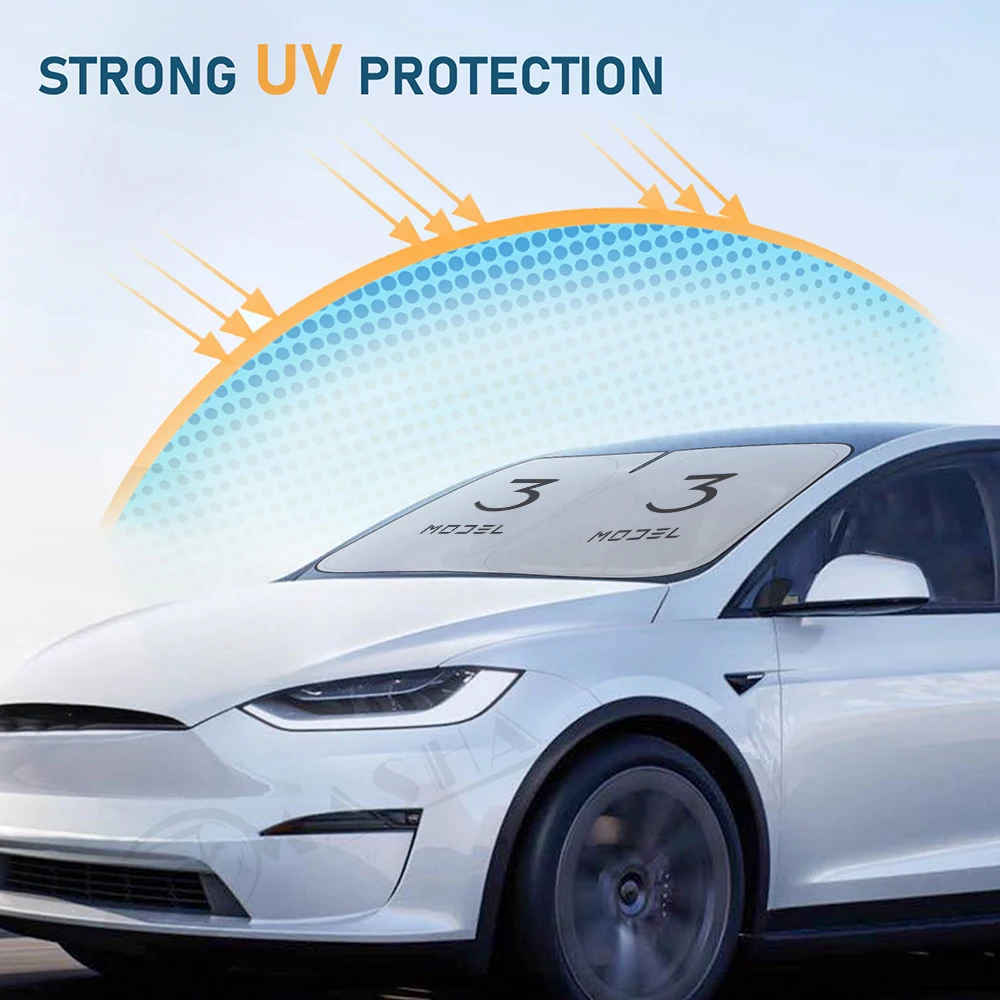 For Tesla Model Y 3 2017 2018 -2024 Car Windshield Sunscreen Window Sun Shade Sunscreen Visor Blocks Parasol UV Rays Protection