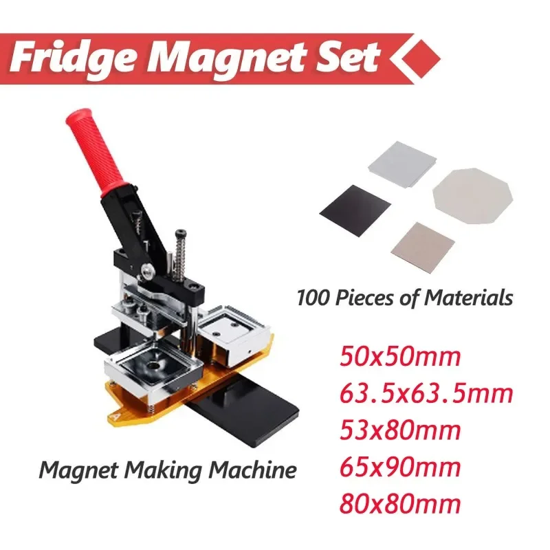 Badge Maker Machine 50mm/63.5mm/53x80mm/65x90mm/80x80mm Badge Press with 100 Cardboard Material Sets Paper Cutter Not Included