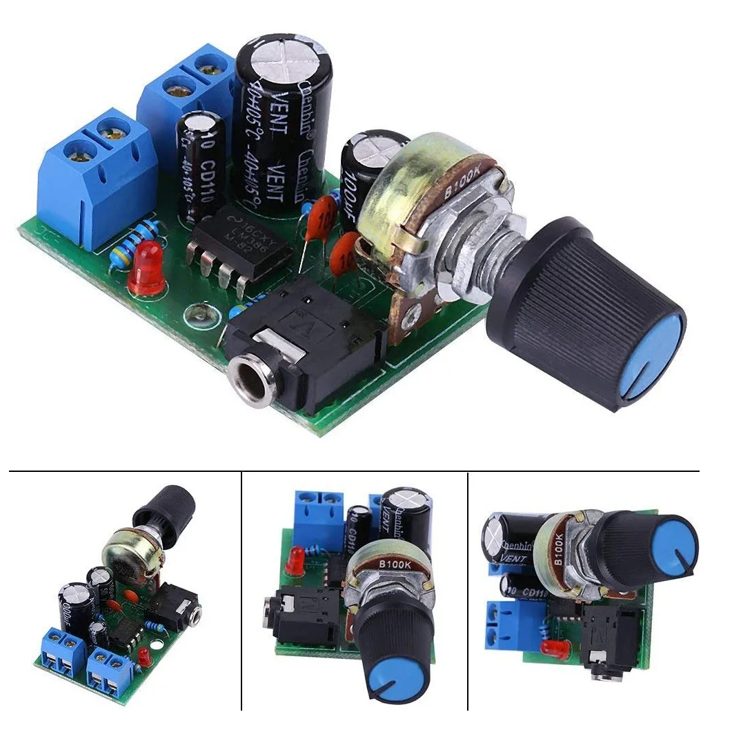 LM386 Super Mini Amplifier Board, 3V-12V, 0.5W-10W Speaker Low Noise Power Consumption, for Speaker Audio System DIY