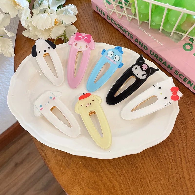 Sanrio Hair Clip Kuromi Cinnamoroll Hello Kitty Cartoon Clip Cute Barrettes Headband Kids Fashion Hair Accessories Toys Gifts