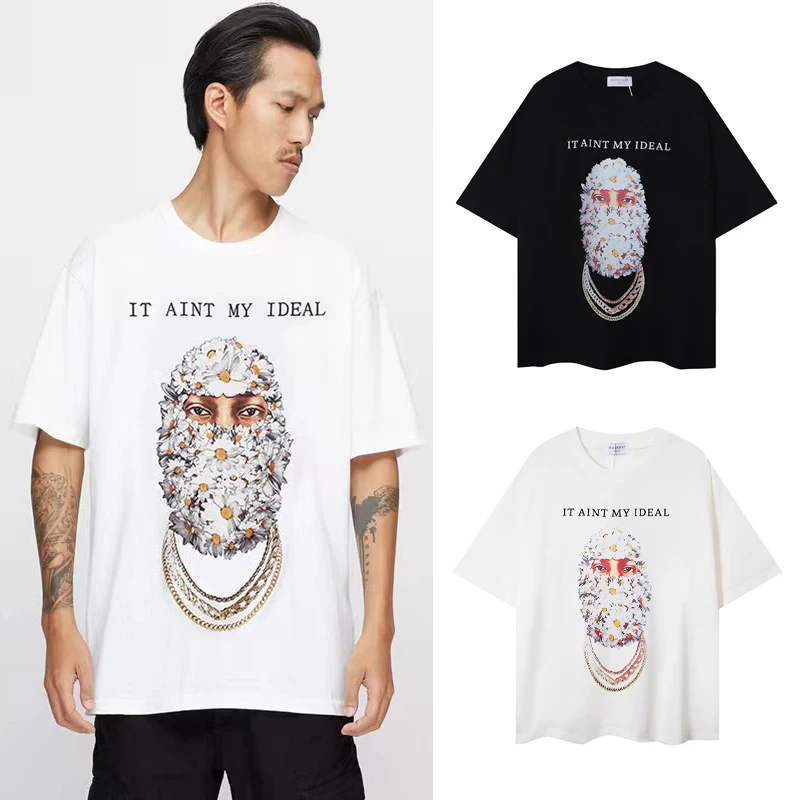 

New Chrysanthemum Masked Men Printing IH NOM UH NIT Short Sleeve Tops Tee Men Woman High Street Loose T-shirts