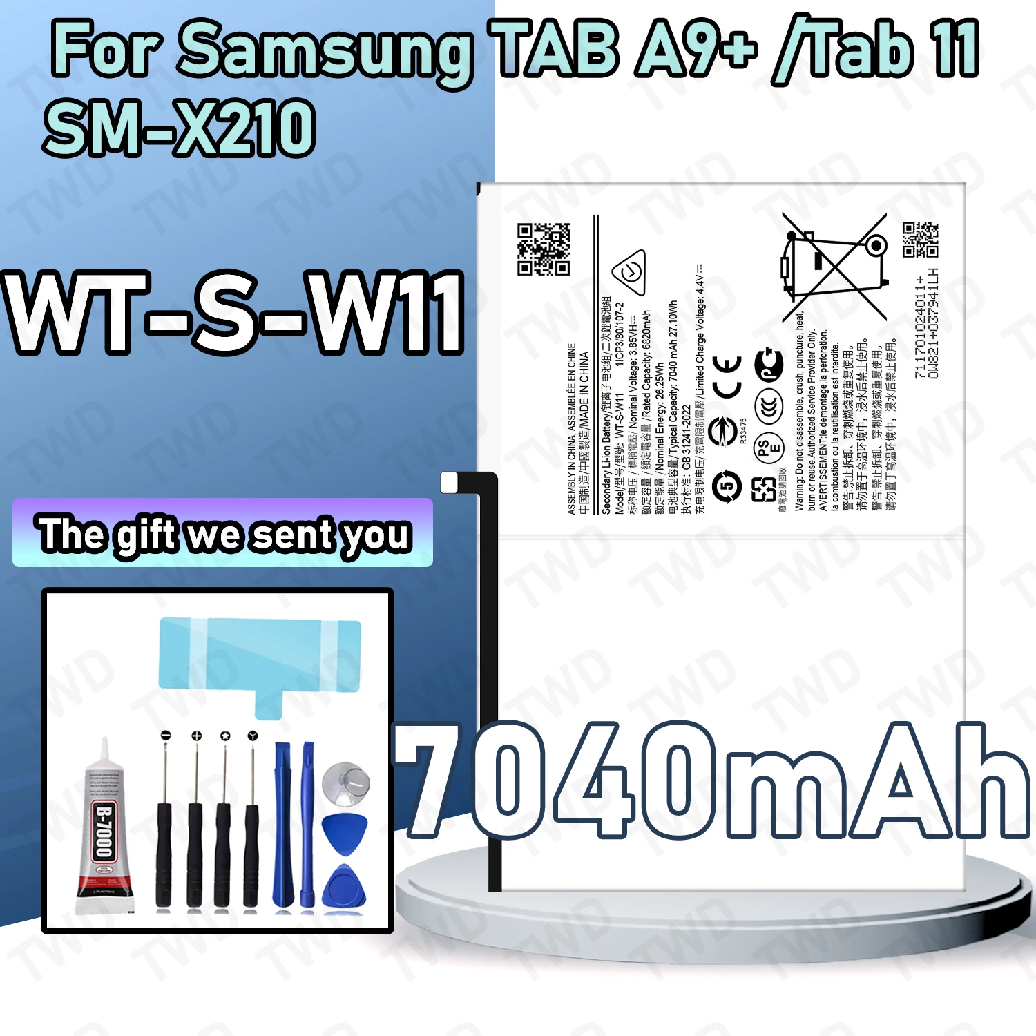 WT-S-W11 Large capacity Battery For Samsung TAB A9+ /TAB 11 /SM-X210 Batteries New High Quanlity+Free Tools