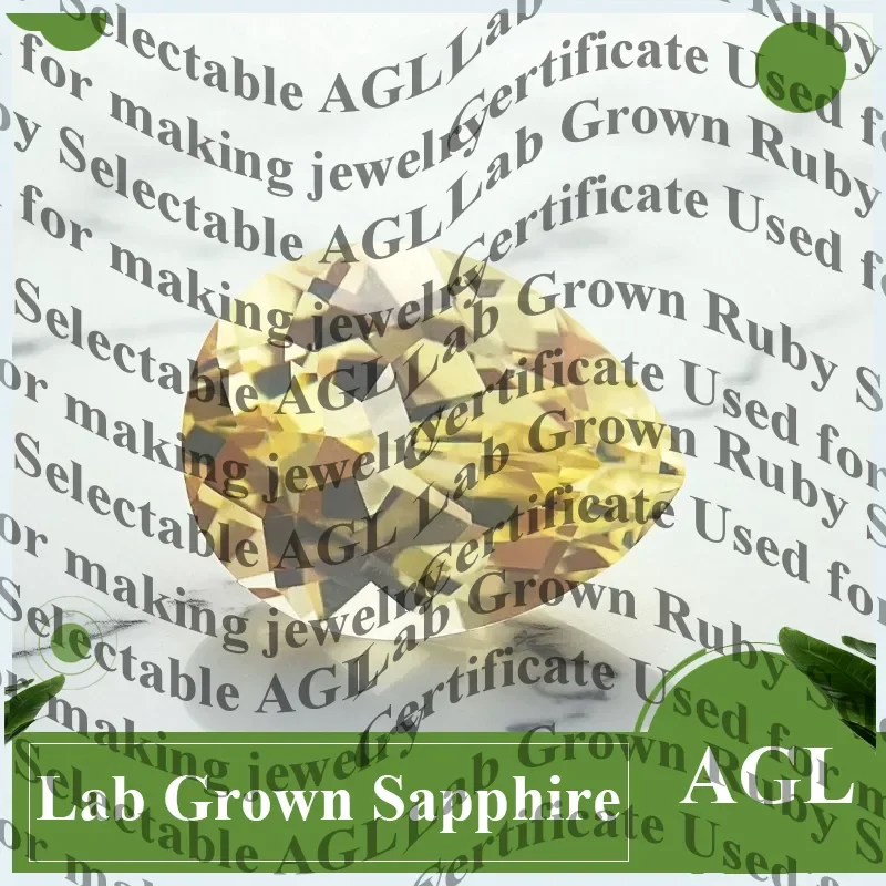 

Pear Cut Yellow Lab Grown Sapphire, High Quality Certified Loose Gemstone, DIY Inlay Stone for Jewelry Making