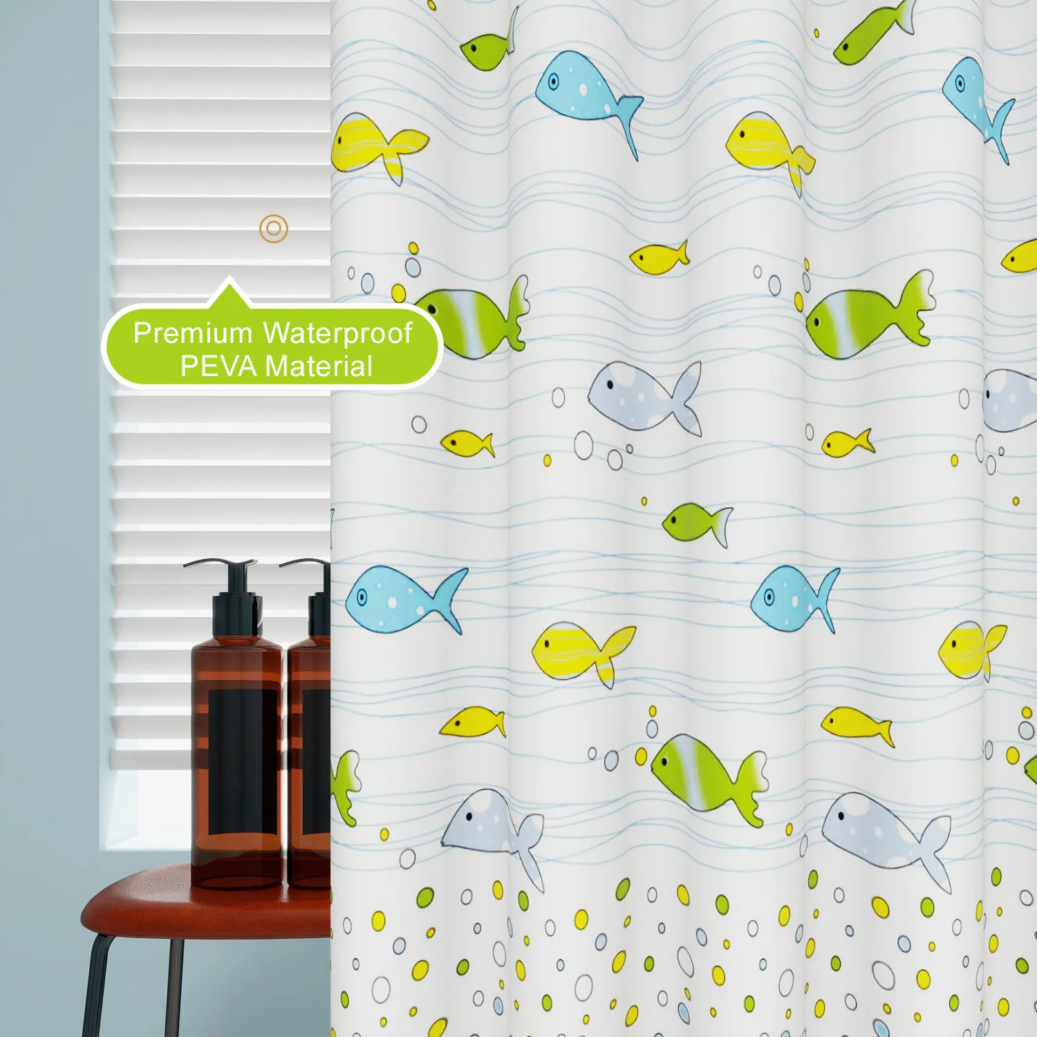 1pc Ocean Cute Tropical Fish Shower Curtain Waterproof PEVA Beach Bathroom Accessories Personalized Design