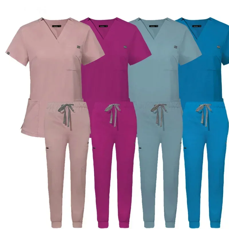 Set di scrub per donna accessori per infermiere uniforme medica Slim Fit ospedale abbigliamento da lavoro clinico dentale abbigliamento tute chirurgiche