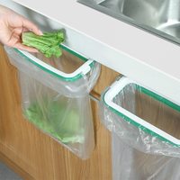 1pc Green Stylish Hanging Garbage Bag Rack with Cover Portable Kitchen Cabinet Rubbish Bag Plastic Rack Support Holder