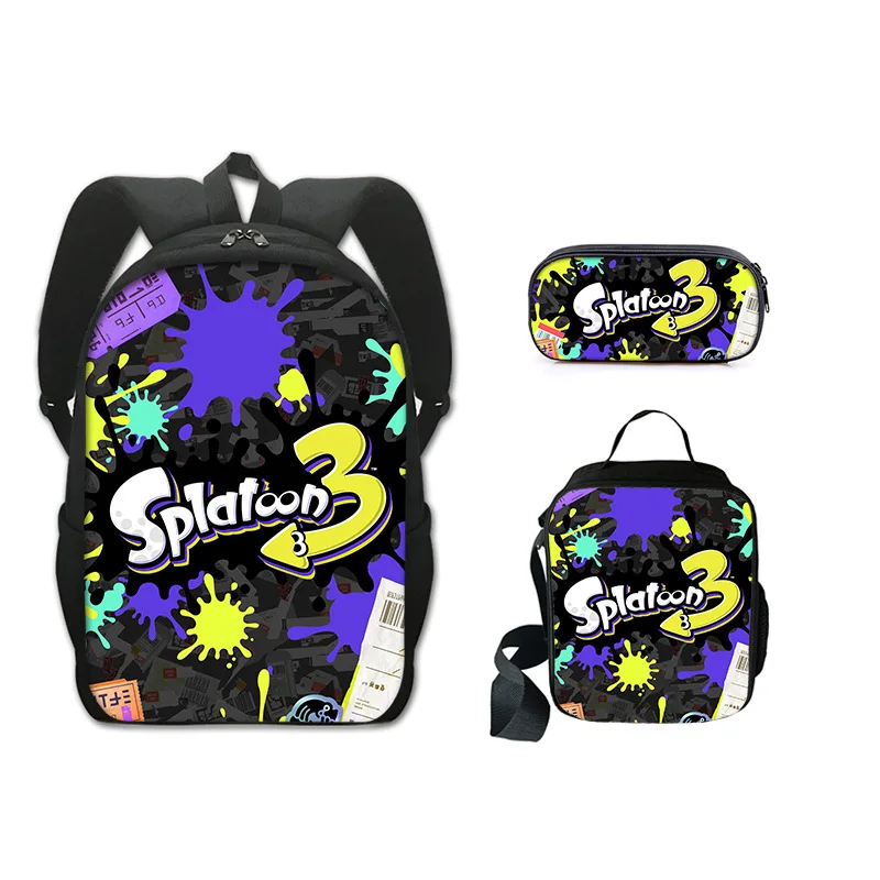 Popular Fashion Funny Splatoon 3 3D Print 3pcs/Set pupil School Bags Laptop Daypack Backpack Lunch bag Pencil Case