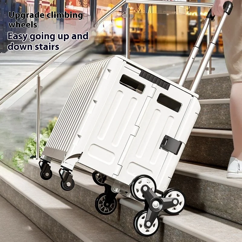 

Foldable Shopping Cart with Wheels - Lightweight Collapsible Trolley for Groceries, Package Delivery & Picnic Outings