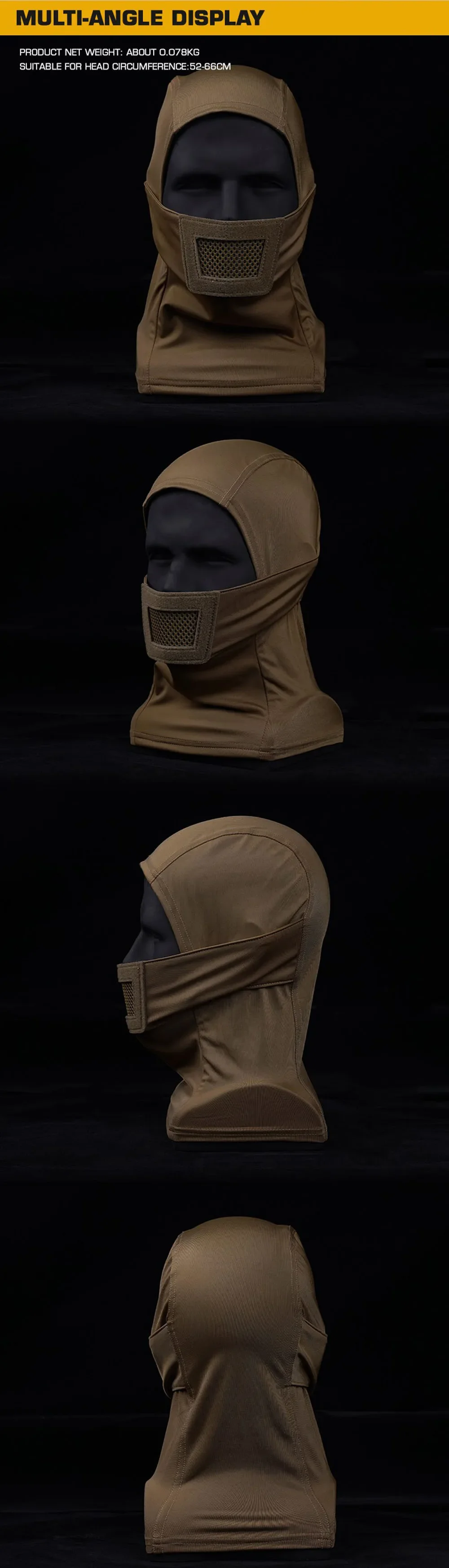 Airsoft-Maske für Herren, Sportmaske, Sturmhaube, Kopfbedeckung, Vollgesichtsschutz, Ritter-Kopfbedeckung für Paintball, Jagd, Sport, Radfahren – Detail 2