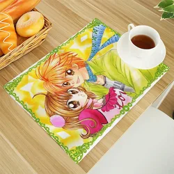 Mermaid Melody Pichi Pichi Pitch Podkładka Tkanina Bawełniana Lniana Maty Stołowe Rodzinna Kolacja Zastawa Stołowa Mata Kuchenna 30X40cm