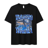 Limited Italian Brainrot Tralalero Tralala Funny Anime Shark T-shirt Men Women Humor Fashion High Quality Cotton Tees Streetwear