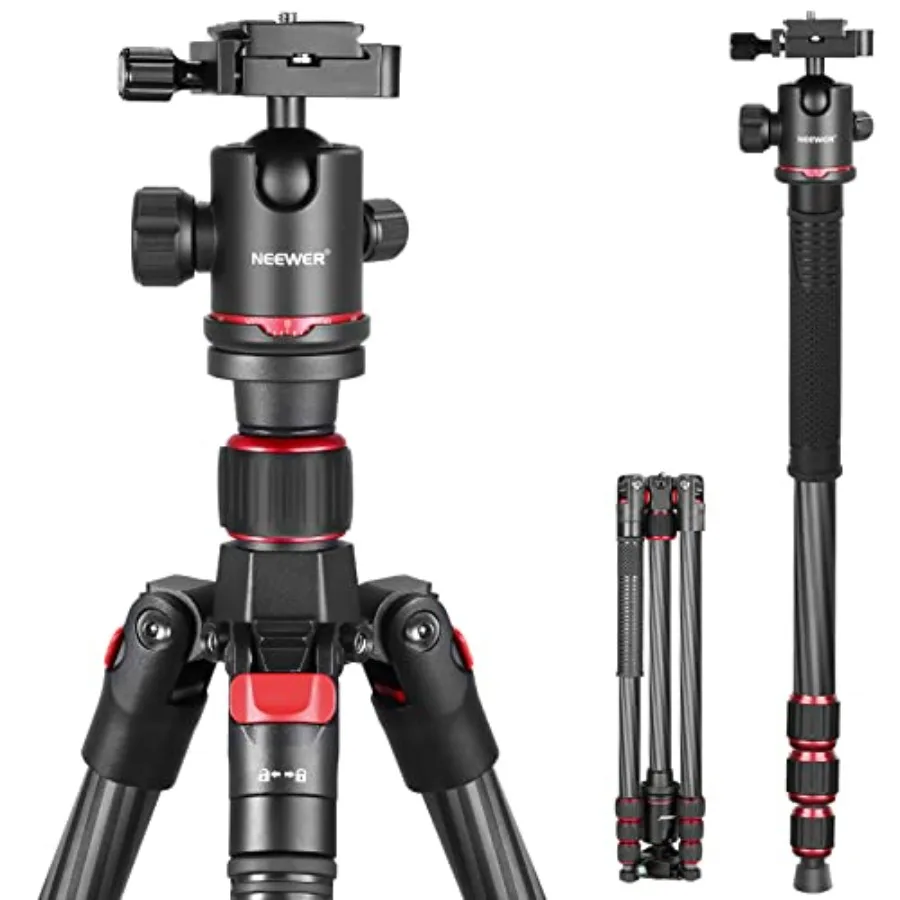 

66/168cm Carbon Fiber Tripod for Camera with 360 Panorama Ball Head 1/4 Arca QR Plate Portable Bag Compact Travel Tripod Monopo