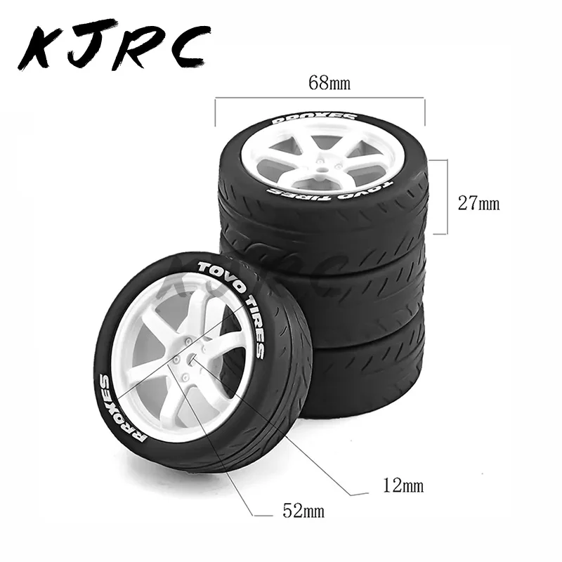 1/10 4PCS 65mm Hard Drift Tire RC Drift Car On Road Touring Racing Car Tyre Wheel for Tamiya TT01 TT02 XV01 PTG-2 Kyosho HPI HSP