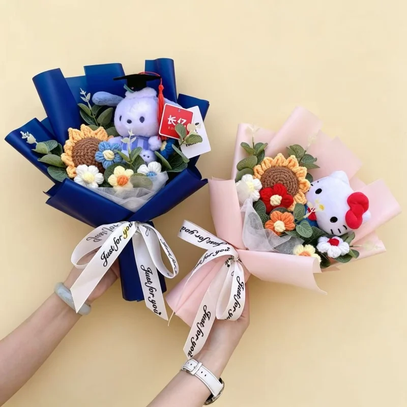Genuin Kawaii Sanrio Characters Plush Dolls Handmade Bouquets Birthday Christmas Valentine Gifts Graduation For Girls