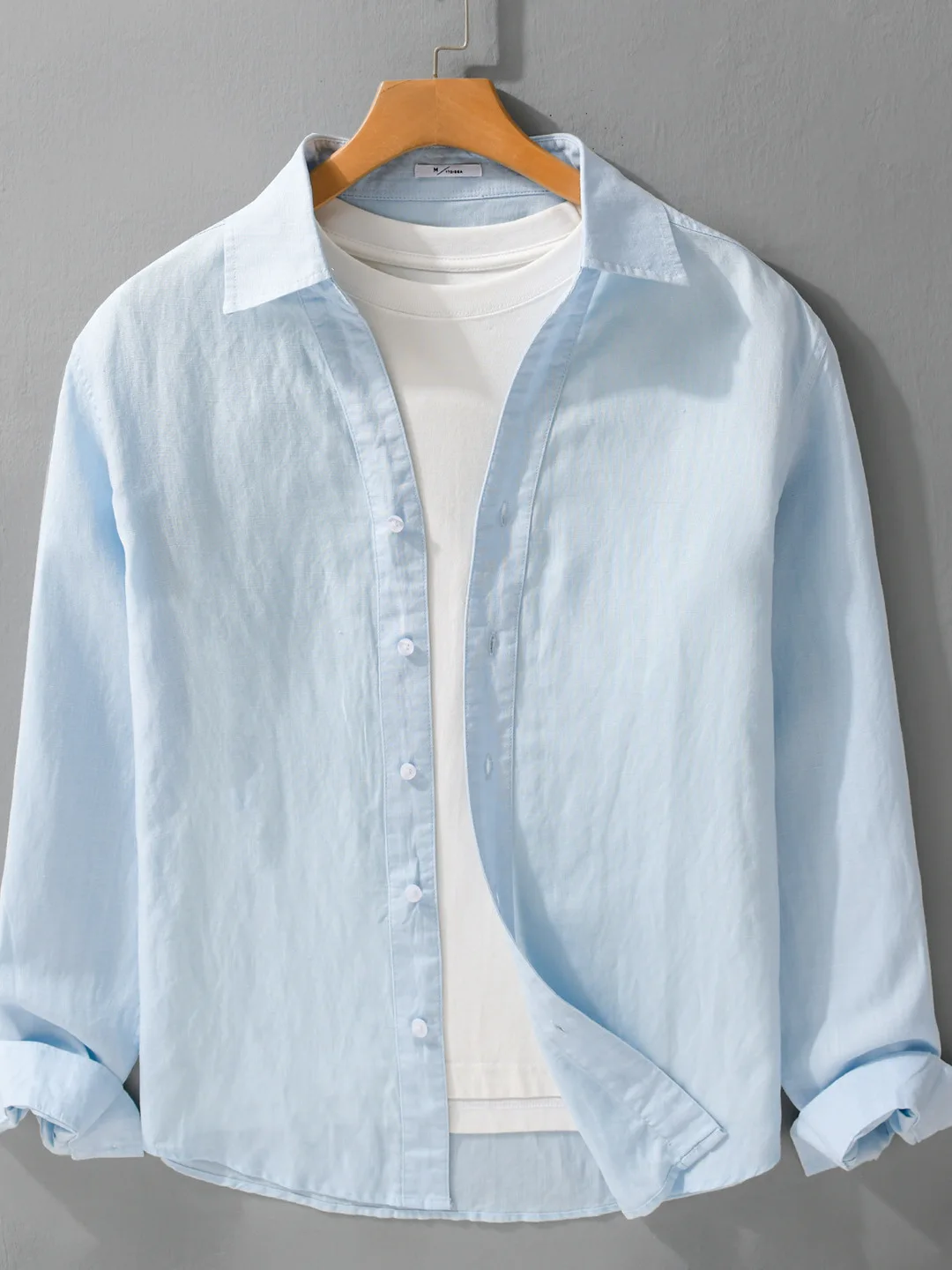 

Loose Comfortable Linen Long Sve Men's irt Casual Leisure Sle Collared Top Lenzing Fiber Spring Summer Faion