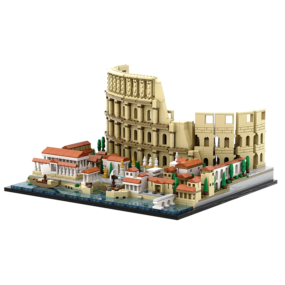 Gobricks-Coliseo romano MOC para niños, modelo de arquitectura, juego de bloques de construcción, monstruo de la bestia antigua, Base de batalla, juguetes de ladrillo