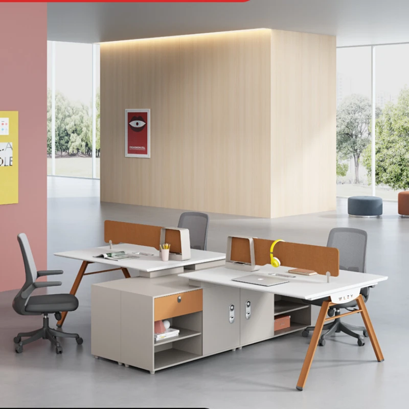 Staff desk, card seat, office desk, minimalist modern four person workstation screen