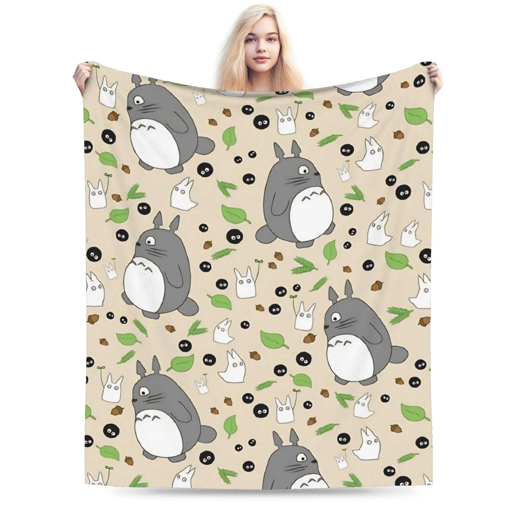 

Susuwatari Soot Sprites M-Mononoked Blankets Flannel Winter Aways Princessed Soft Throw Blankets for Bed Plush Thin Quilt