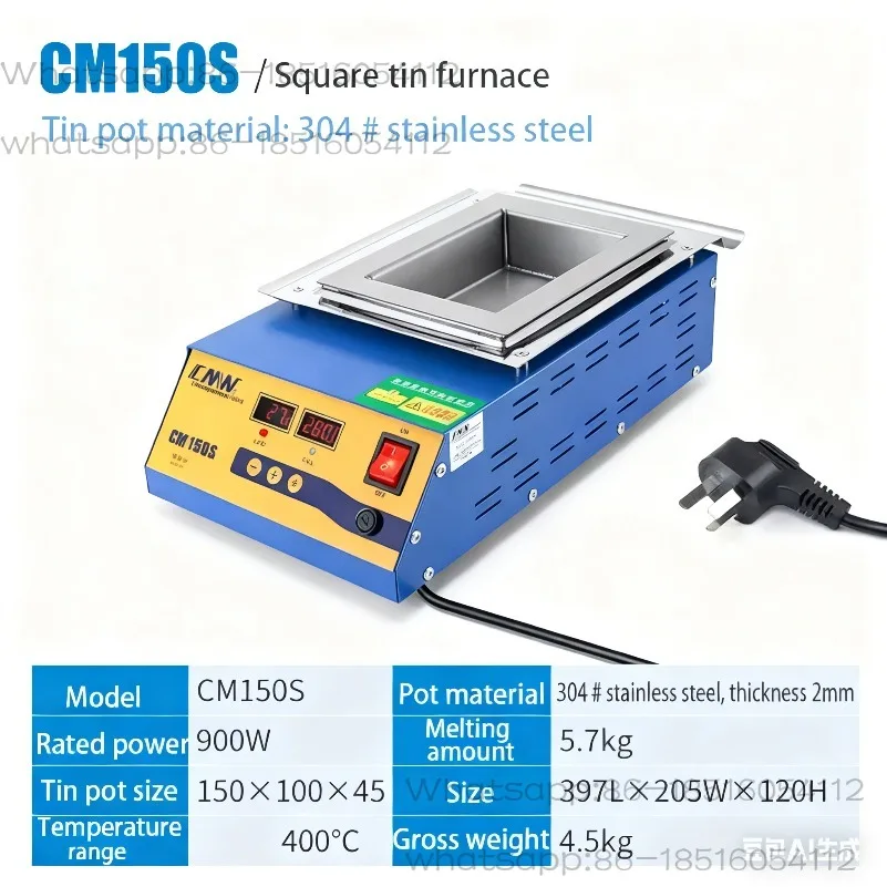 

CM-141 Lead-free Solder Pot Digital Display 900w Melt Tin 4.5KG Temperature Adjustable Melting Tin Furnace Square Tin Stove