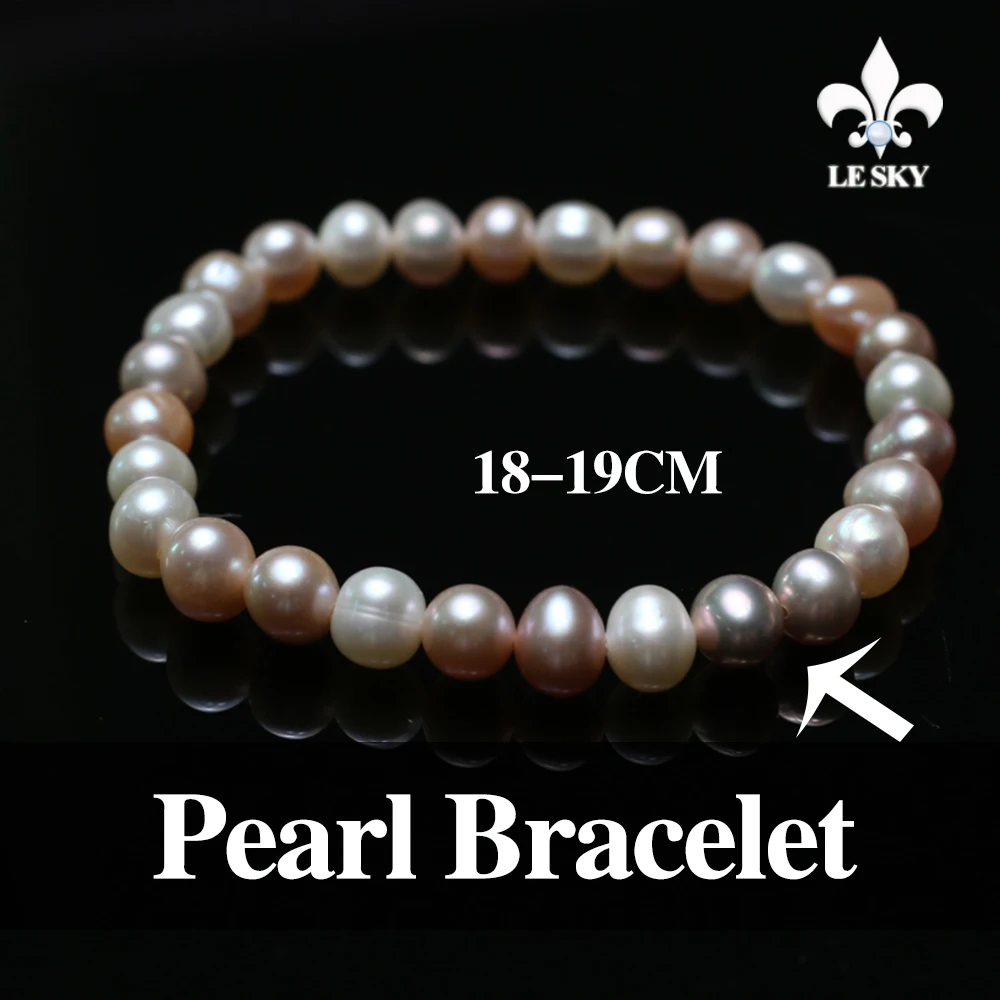 

7-8mm Baroque Pearl Bracelet Round 100% Natural Freshwater Pearl Beads Bracelet for Women Jewerly Party Gift length 18cm