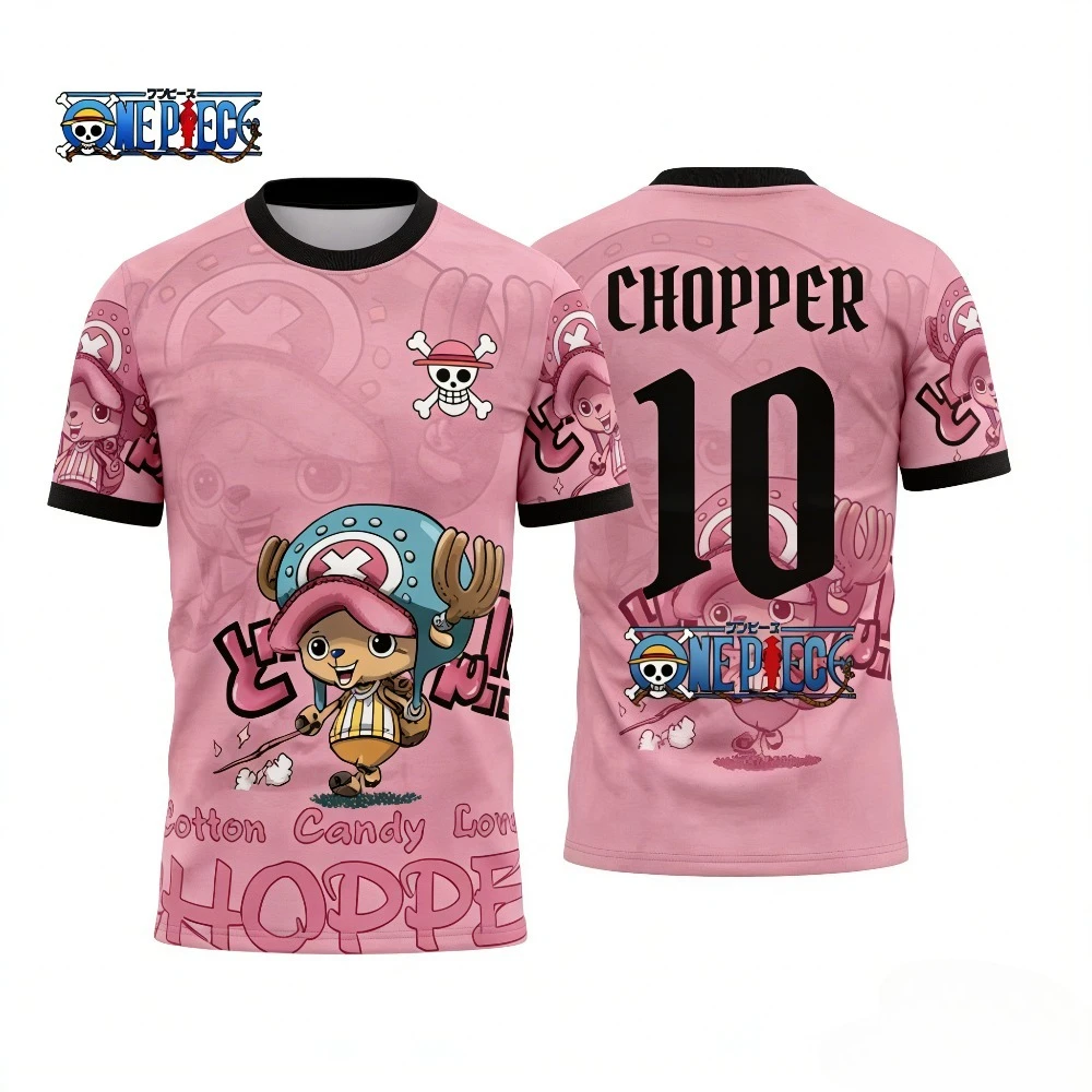 One Piece Anime Football T-shirt Dry Quickly Men's T-Shirt Cartoon Pattern Luffy Zoro Chopper Nami 3D Digital Printed T-shirt
