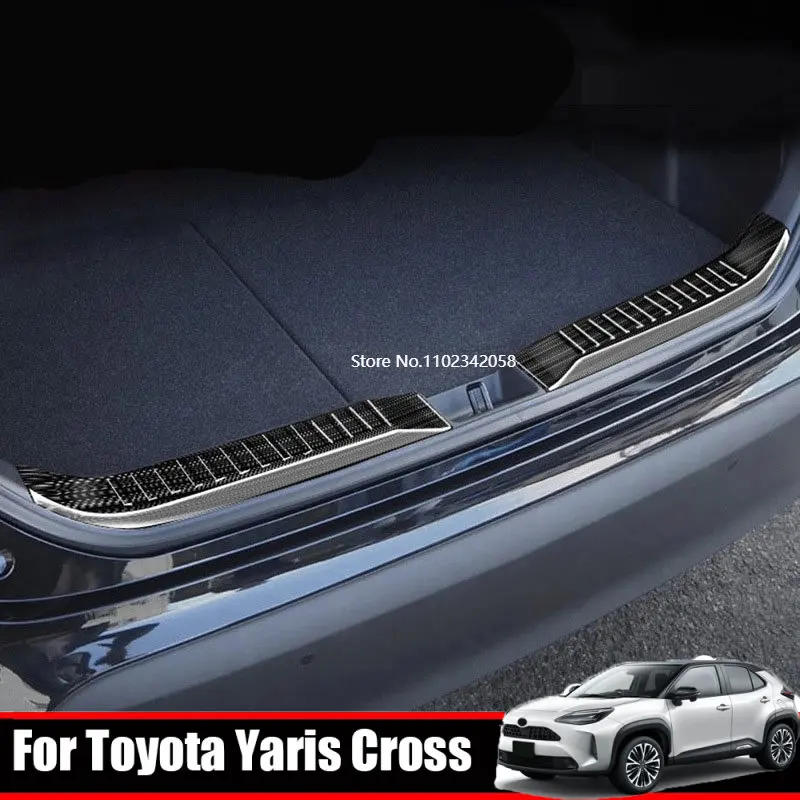 For Toyota Yaris Cross 2020 2021 steel Inner Rear Bumper Foot Plate Tailgate Door Sill Scuff Guard Plate Sticker Accessories