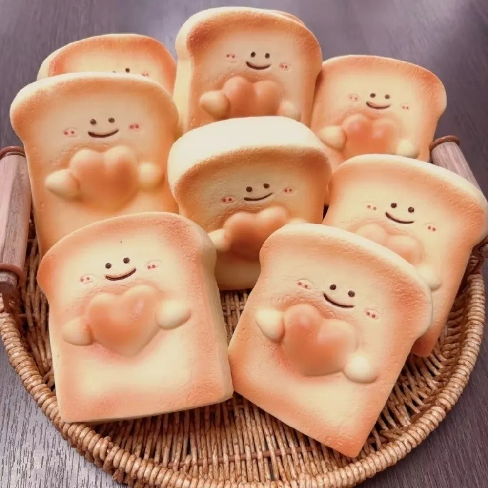 Soft Material Fidget Toy Super Wet Texture Love Toast Design Stress Relief Toy Squeeze Function Pinch Feature Cartoon Toy