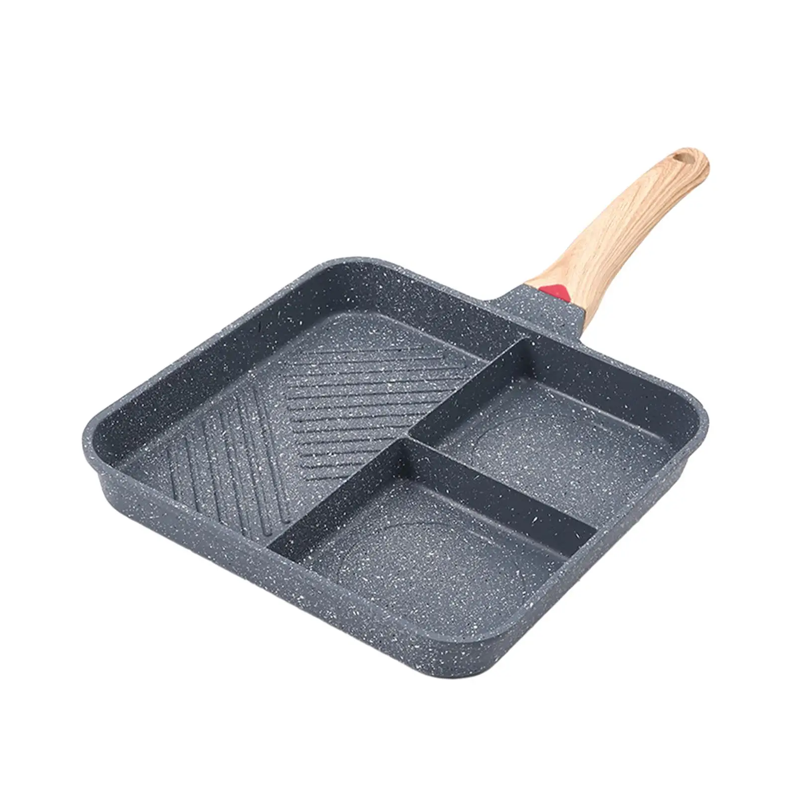 Divided Grill Frying Pan 3 Section Skillet Nonstick Egg Frying Pan Breakfast Frying Pan for Baking Cooking Frying Egg Bacon