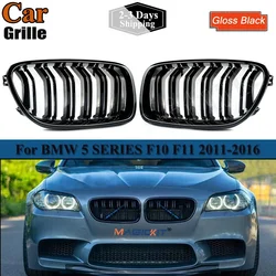 Nero lucido per BMW serie 5 F10 F11 F18 M5 griglie paraurti anteriore doppio 2010-2016 griglia rene largo 520d 530d 540i 528i 535i