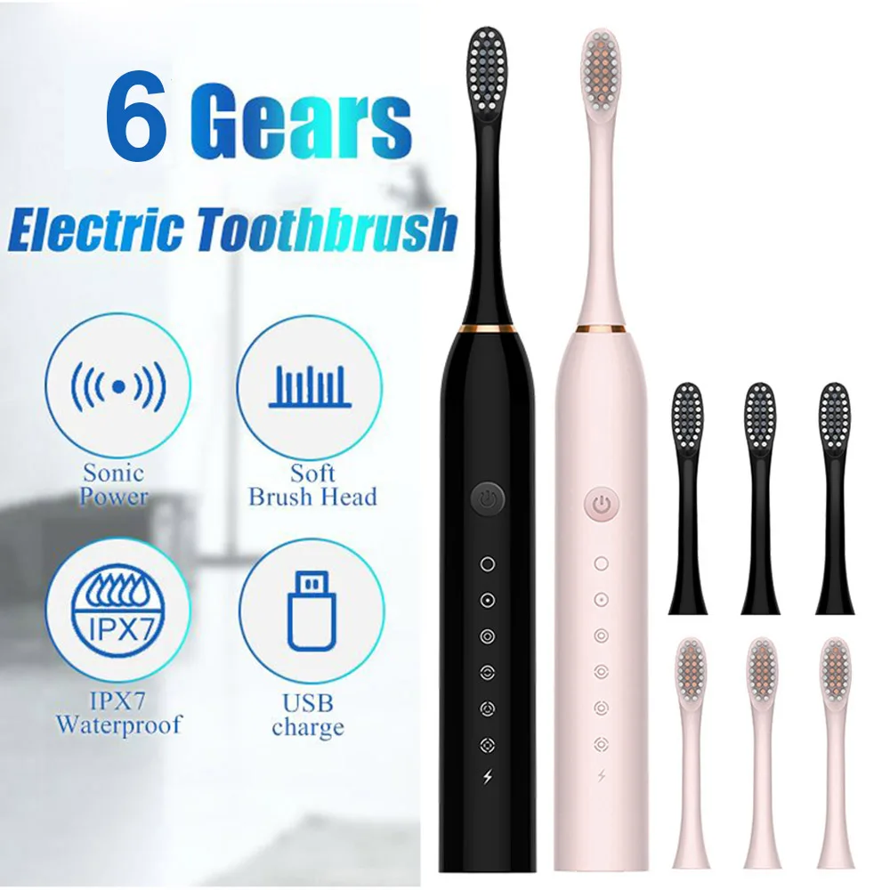 Smart Healthy Sonic Electric Toothbrush Adult Ultrasonic Automatic Toothbrush 6 Mode Toothbrush Waterproof