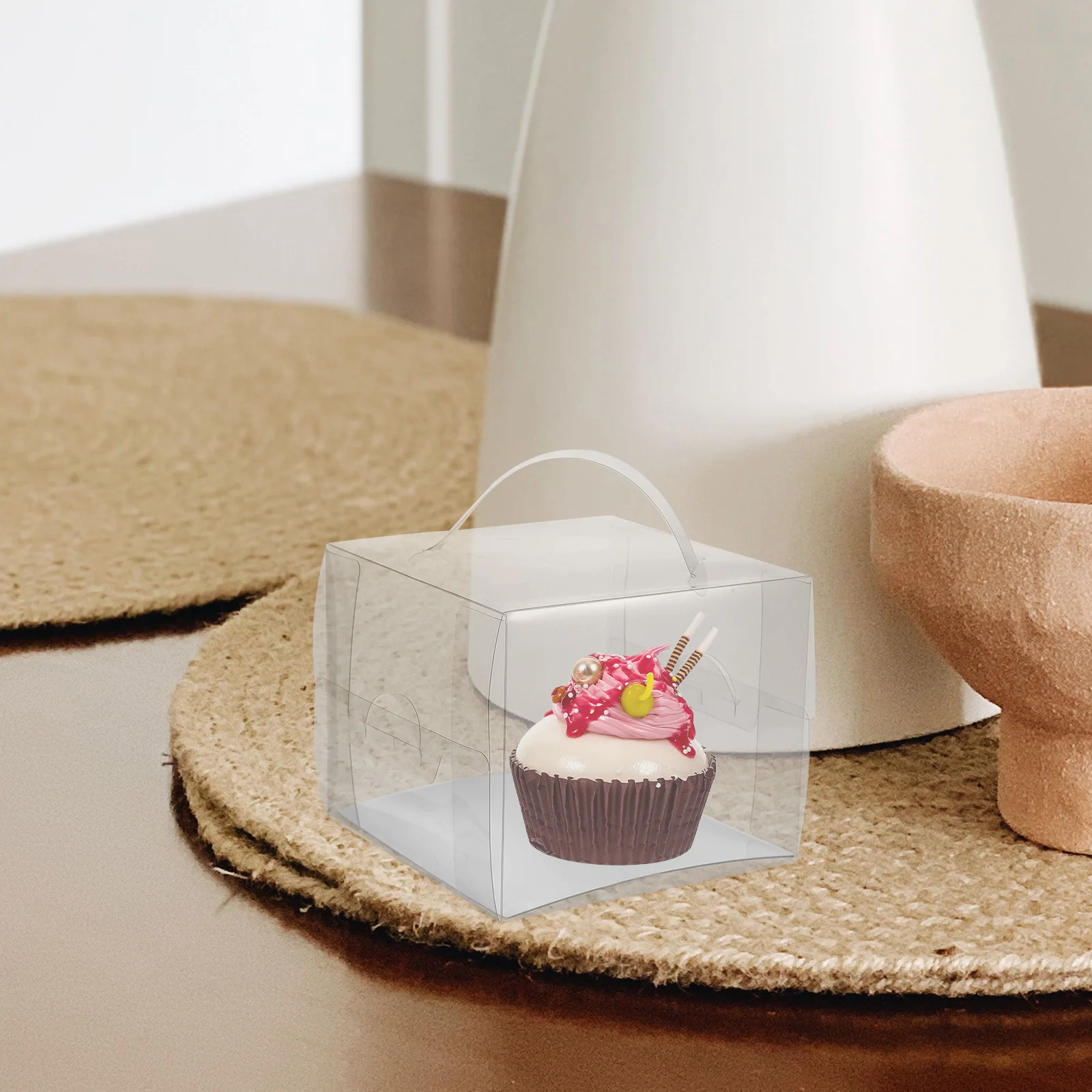 

10pcs Transparent Cake Box Clear Boxes H les Portable Cake Containers Birthday Holder Wrapping Storage Use Stable