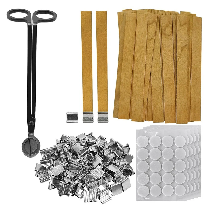 

100 Set Wooden Candle Wicks, Wood Wicks For Candles, Thickened Wood Wicks With Iron Stand For DIY Candle Making Craft