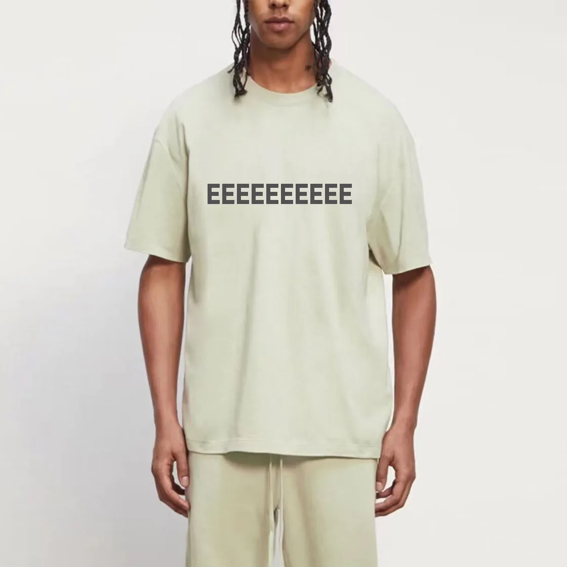 

20SS Double Line Classic Design Men's T-shirts Sets One Rubber Letter Logo Tops Tees Reflective Letter Logo Shorts Sets