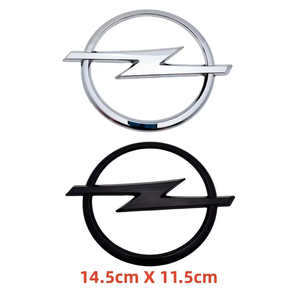 Emblema 3D ABS negro/plateado de 145 mm para la parrilla delantera del coche, capó, maletero trasero, logotipo adhesivo para Opel Astra, Insignia, Corsa, Zafira