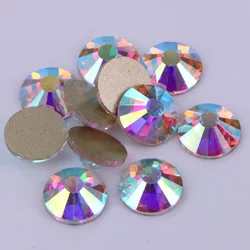 Crystal AB Non Hotfix Rhinestones, Flat Back Glass Stones, Glue On Crystals for Nail Art, ss3-ss50 Good Quality Rhinestones