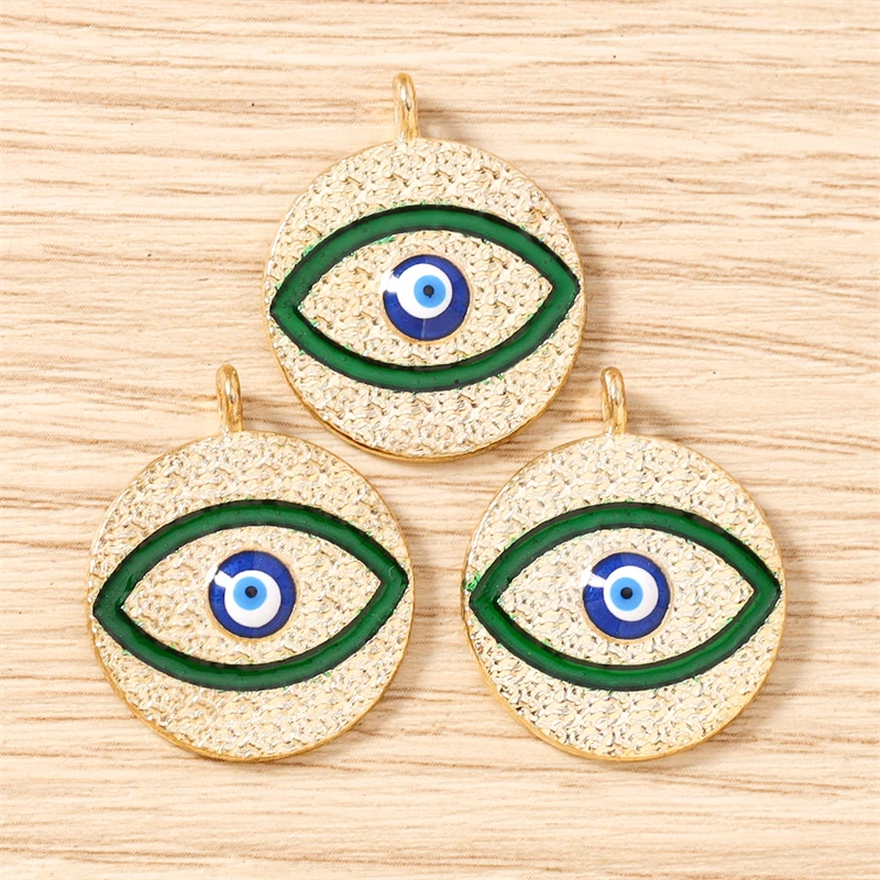 10 Stück 22x26mm Niedliche Emaille-Metall-Anhänger mit Bösem Auge für Schmuckherstellung, Ohrhänger, Halsketten, DIY-Bastelzubehör – Detail 7