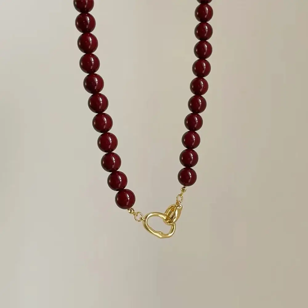 Vintage Vermilion Red Beaded Necklace Vermilion Red Beaded Exquisite Agate Chok…