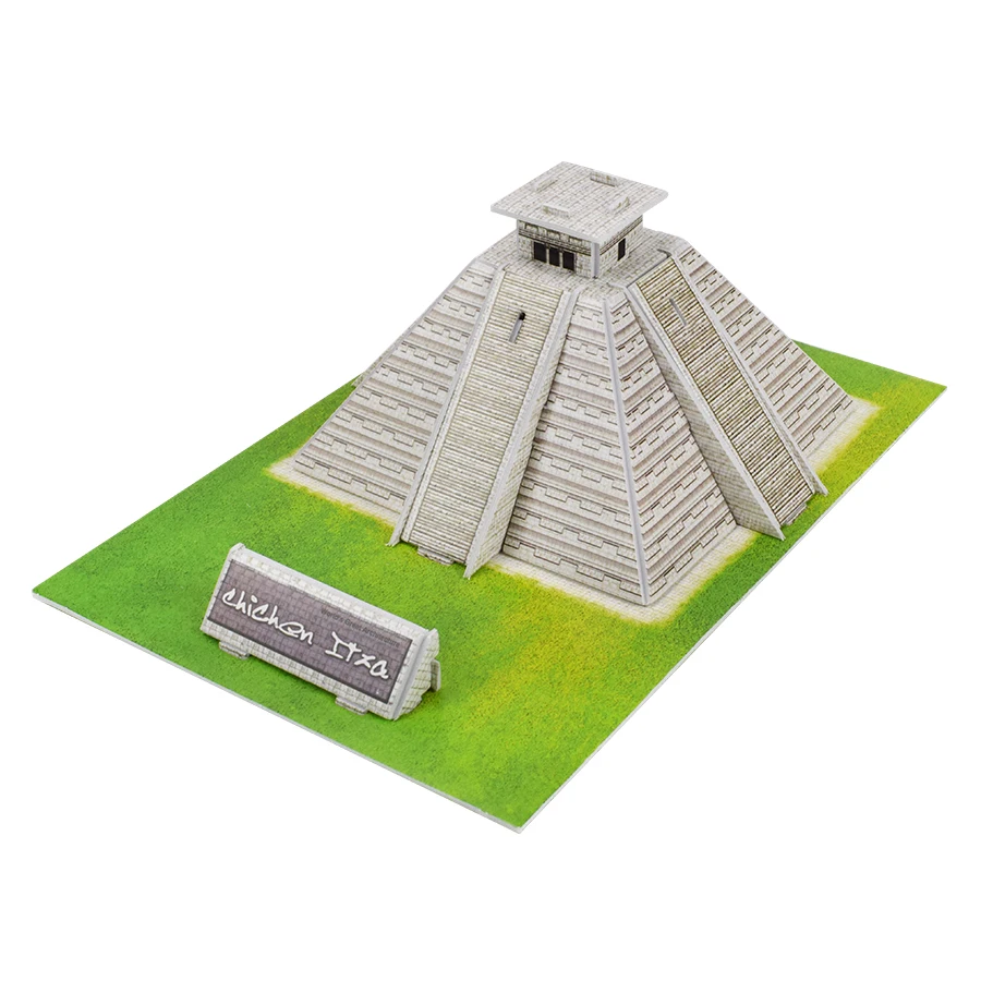 Mayan Pyramid Building 3D Puzzle Toys for Children Places of Interest DIY Assembly Cardboard Model Educational Toys Decoration