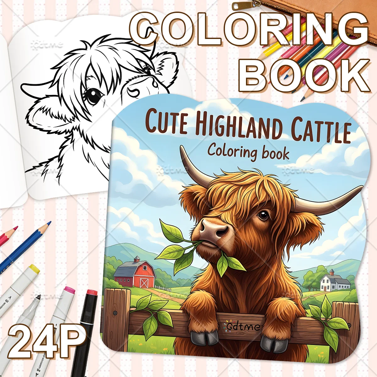 CUTE HIGHLAND CATTLE Coloring Book for Adult Cute Cozy Daily Activities Irregular Patterns for Relaxation (Cozy Spaces Coloring)