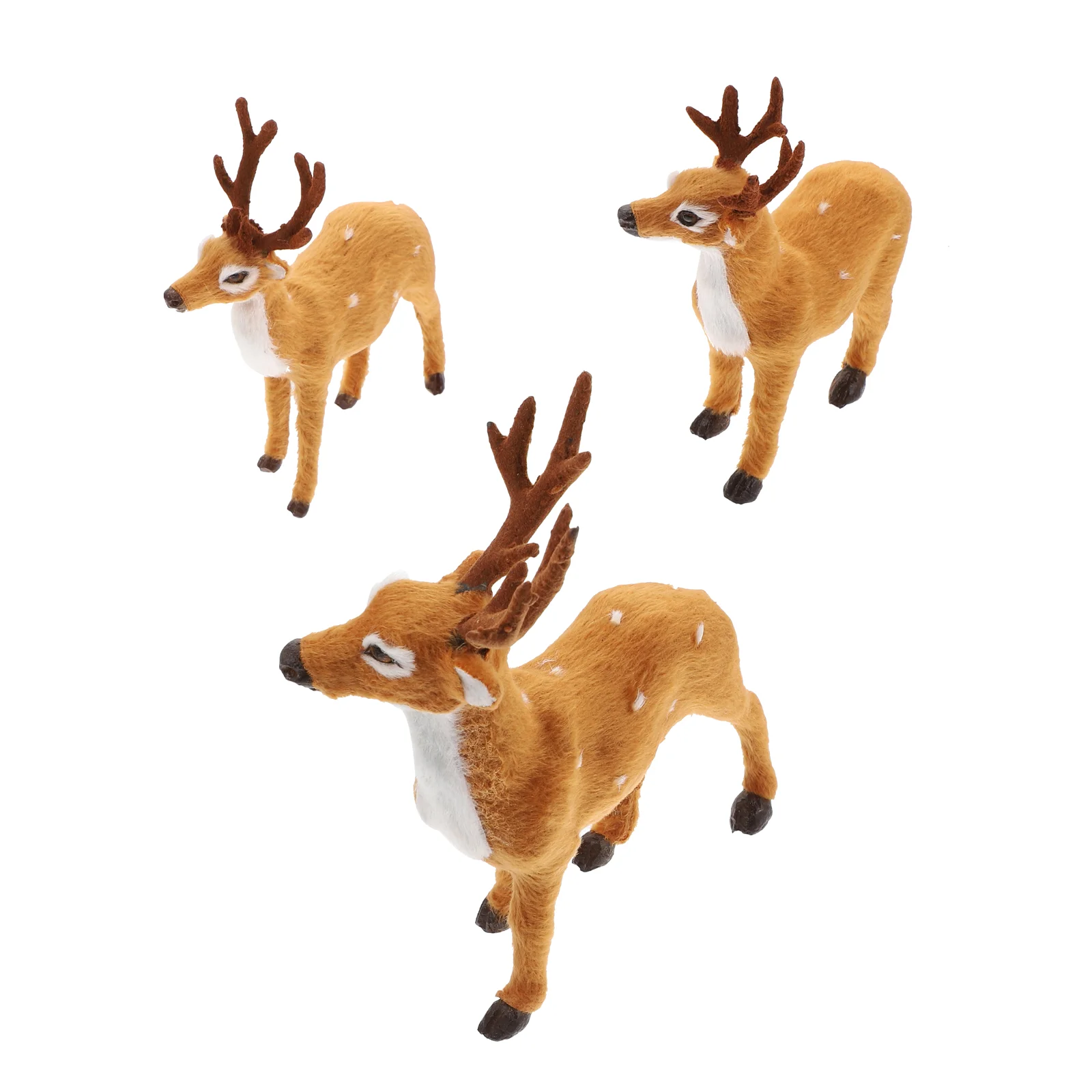 3 PCS Simulated Sika Deer Animal Figurine Decor Vivid Ornament Lifelike Model Wild Models Craft