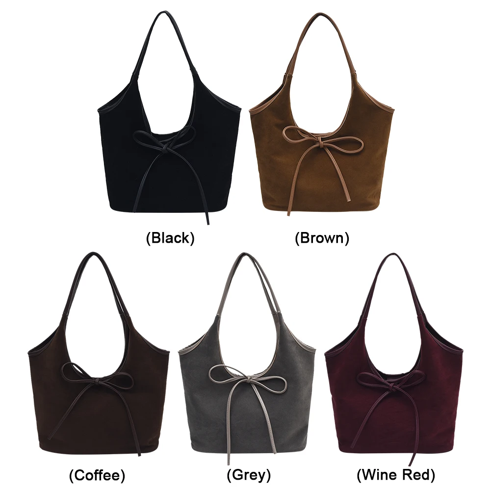 

Women Suede Shoulder Bag Magnetic Closure Tote Bag with Interior Pocket Underarm Bag Large Hobo Bag for Commute Travel