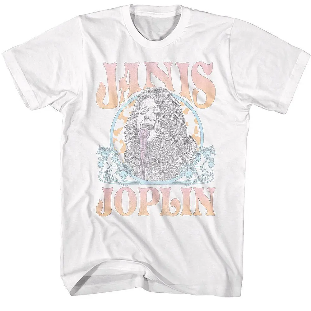 Janis Joplin Faded Art Noveau Circle Music T Shirt