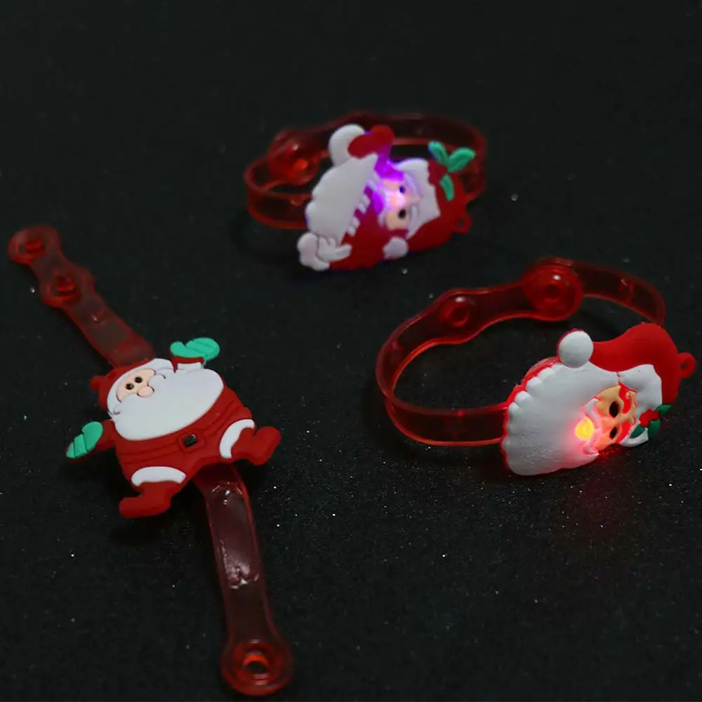3PCS Party Favors Plastic LED Light Up Bracelets Adjustable Cartoon Glowing Wristbands Glowing Effect Childrens Carnival Event