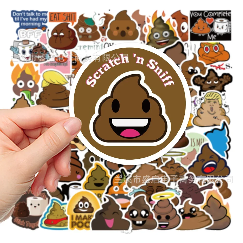 60PCS Cartoon Spoof Poop Suitcase Computer Funny Decoration DIY Graffiti Waterproof Sticker