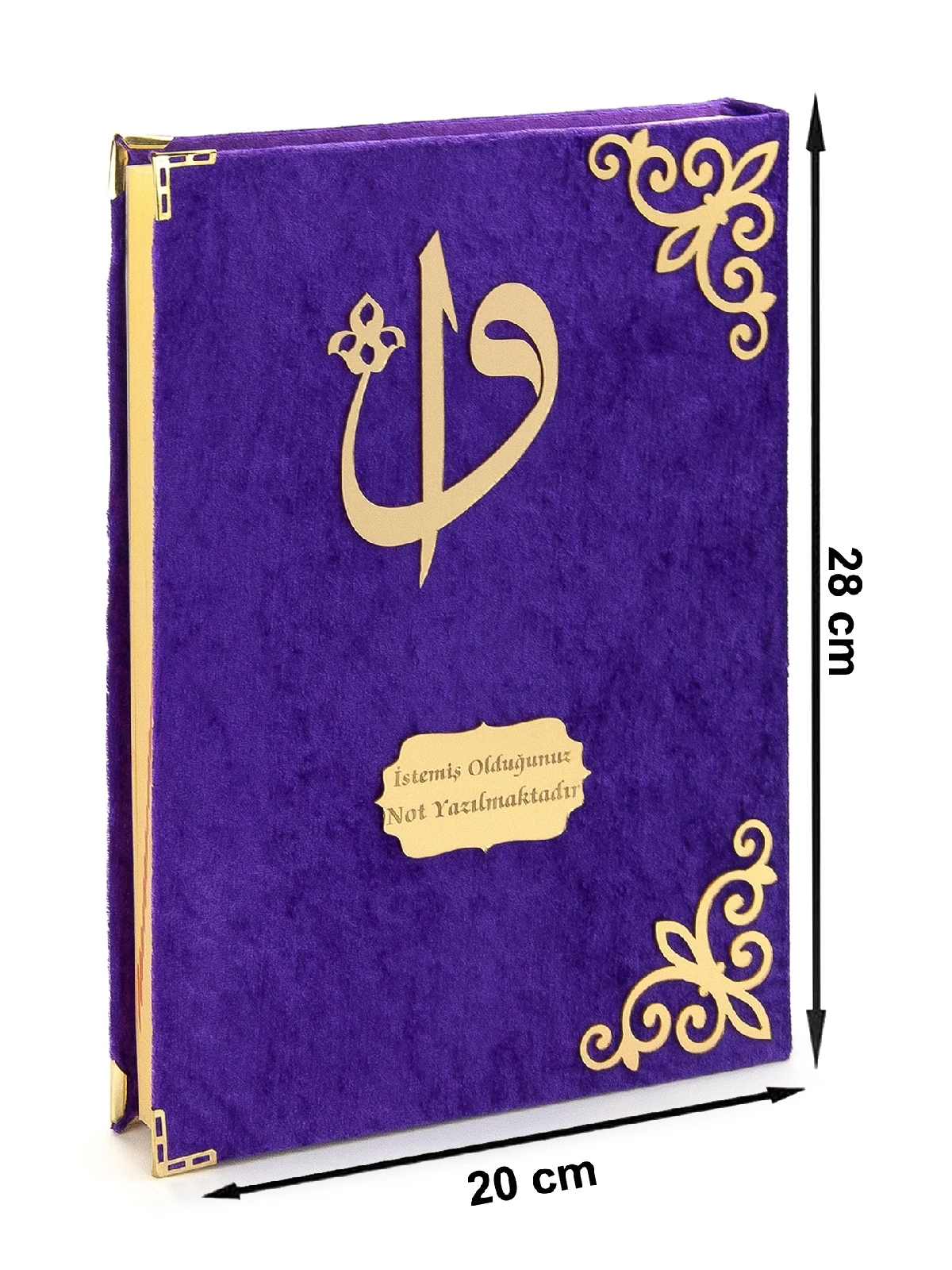 Gift Velvet Covered Name Special Plexi Patterned Arabic Lectern Sized Quran Purple