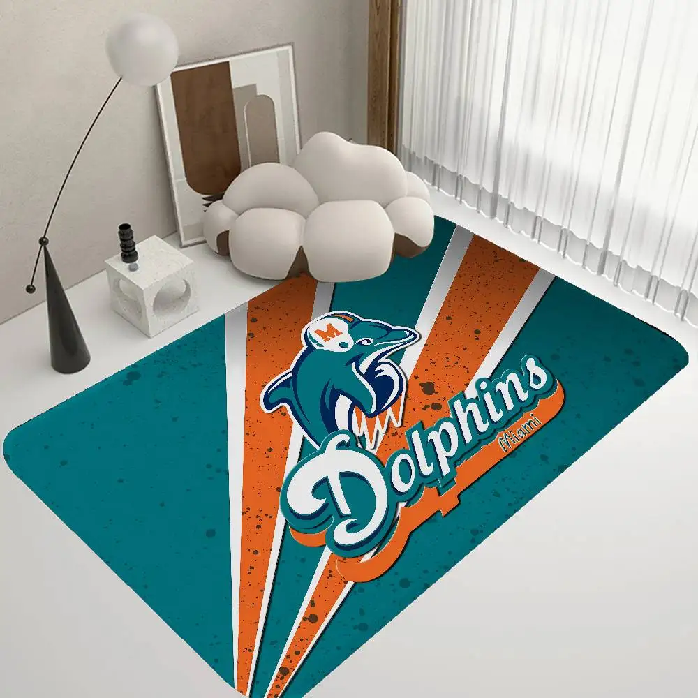 Alfombra profesional del equipo de rugby M-Miami D-DolphinS, alfombra de estilo nórdico para dormitorio, sala de estar, balcón, antideslizante