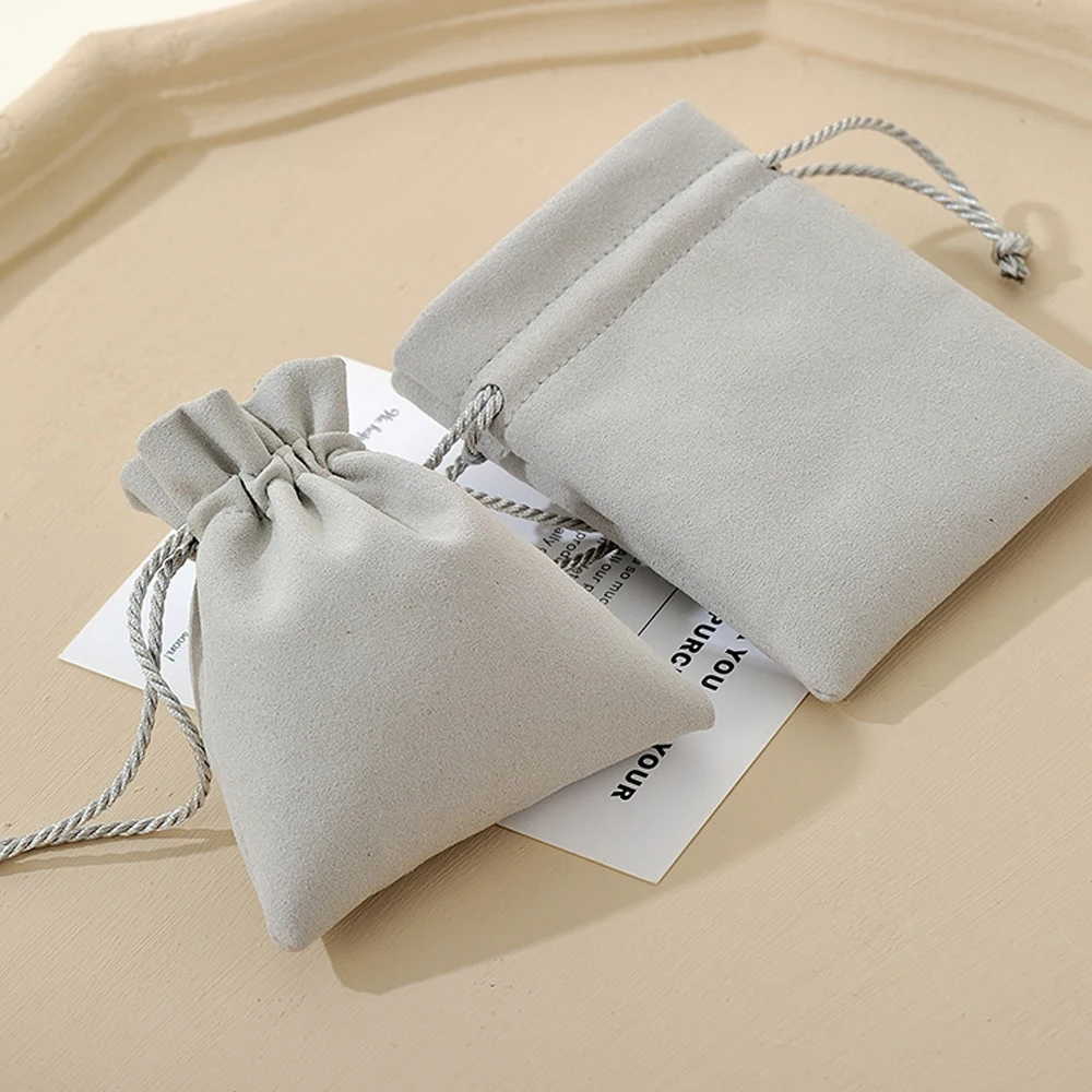 50Pcs Elegant Custom Logo Microfiber Jewelry Drawstring Bag Rings Earrings Gift Packaging Organizer Pouch Party Wedding Favors